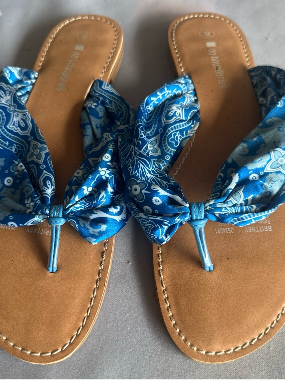 No Boundaries Blue Bandana Knot Thong Sandals